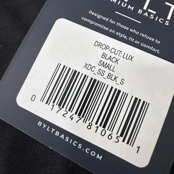 BYLT Drop-Cut Lux T-Shirt Men’s Small Black Cotton Stretch Short Sleeve New - Picture 5 of 10